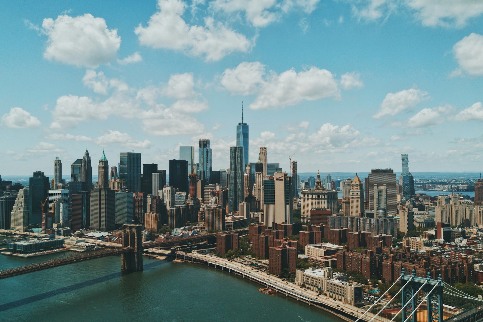 Manhattan skyline and the Brooklyn Bridge