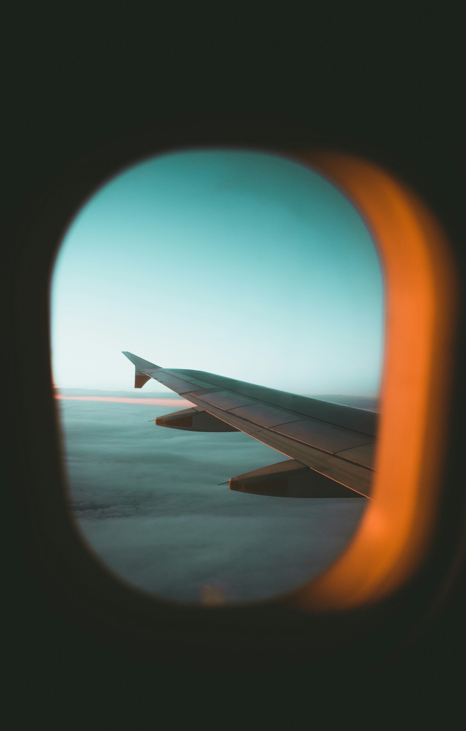 A wing through the aircraft window
