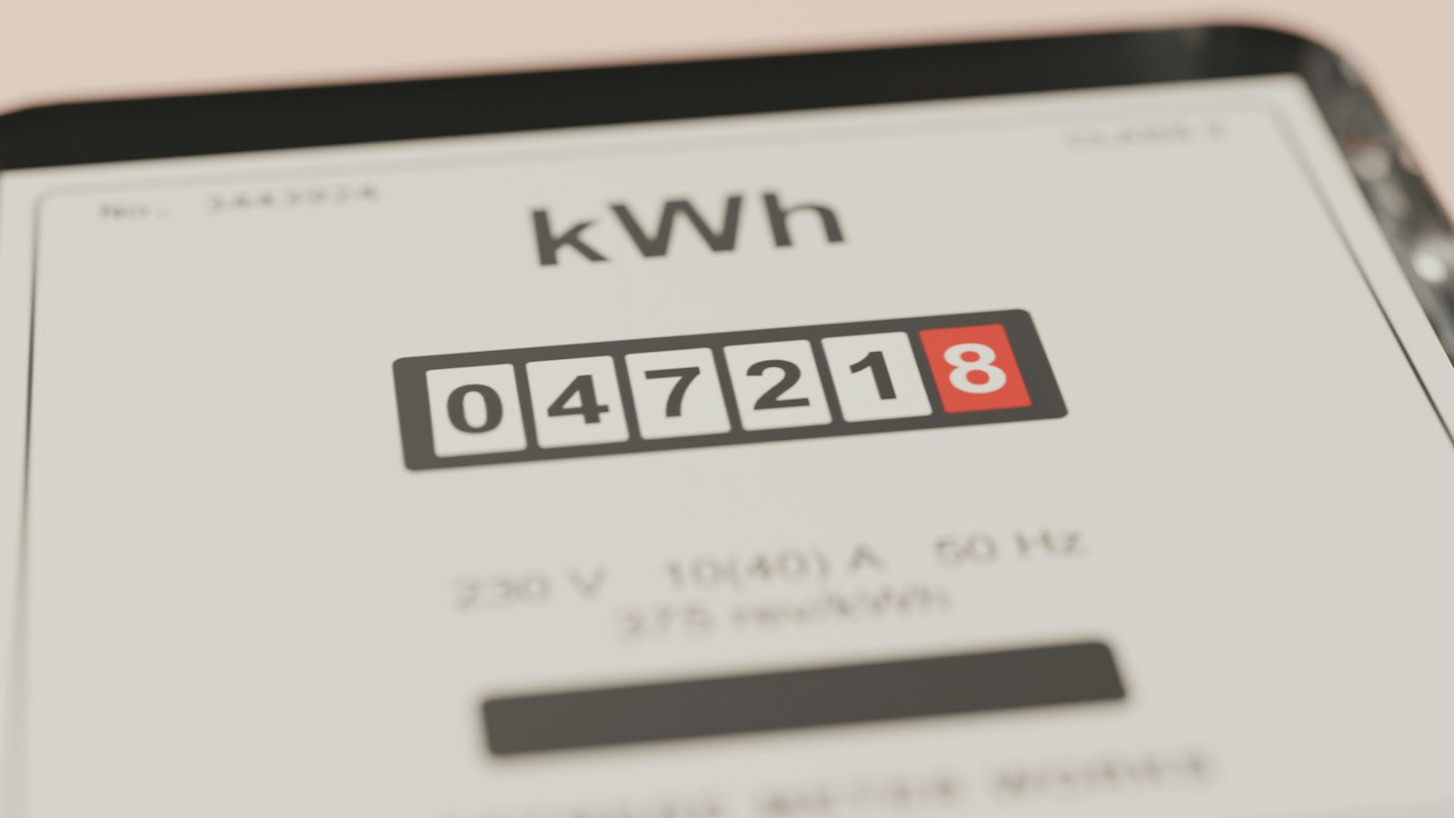 Electricity meter showing its kWh reading